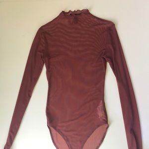 Mesh long sleeve body suit top